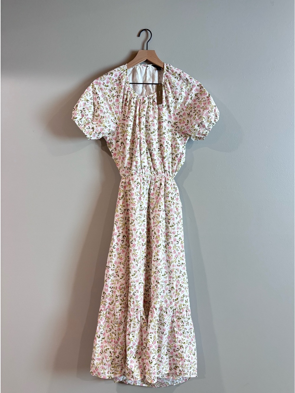 J Crew Floral Pink and Cream Maxi Dress with Elastic Waist size 4